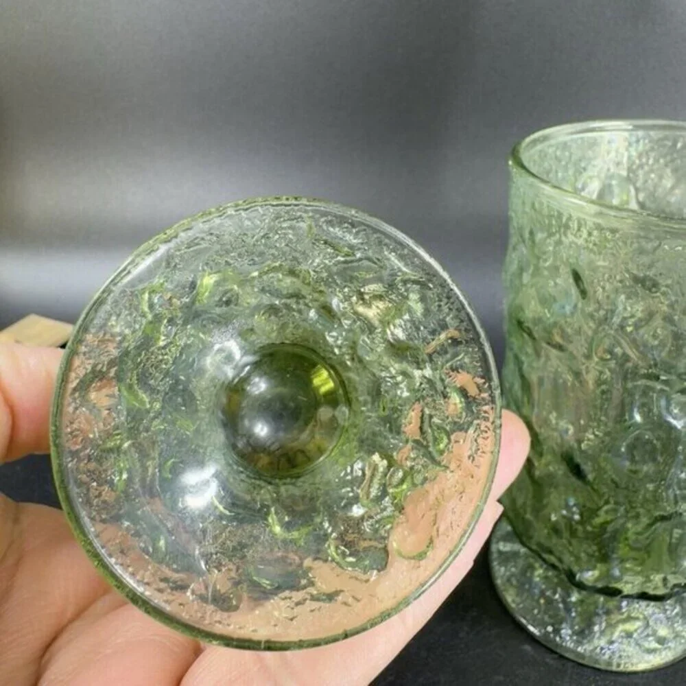 Anchor Hocking Lido Milano Crinkle Drinking Glasses Tumbler Iridescent Set‎ 2